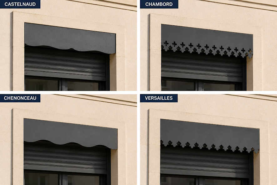 Modèles de lambrequins aluminium gamme Héritage